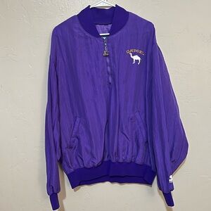 VINTAGE Starter Jacket Quarter Zip, Camel x Starter collab, Purple and Gold, XL
